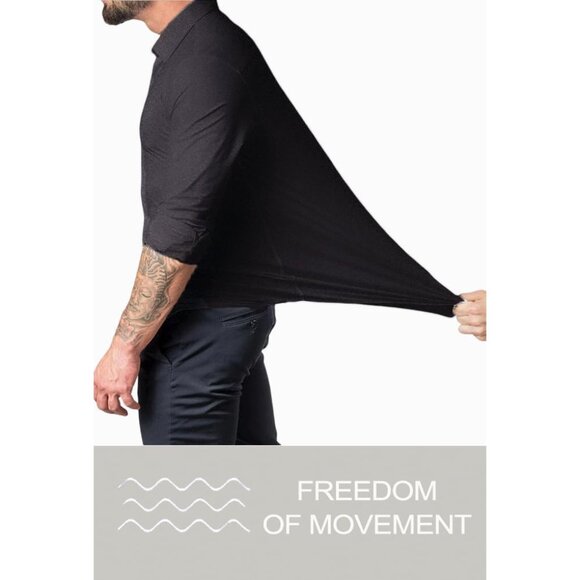 Men’s Muscle Fit Dress Shirts Fit Long Sleeve Stretch Casual Button Down Shirt - Picture 2 of 6